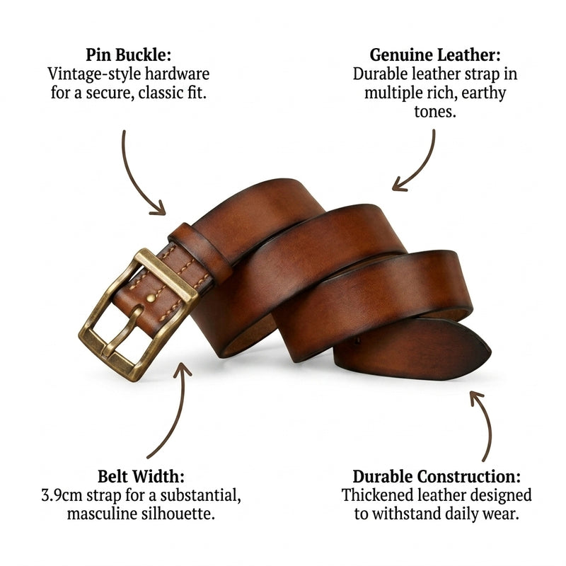 Hemlock – Pin Buckle Leather Belt infographic