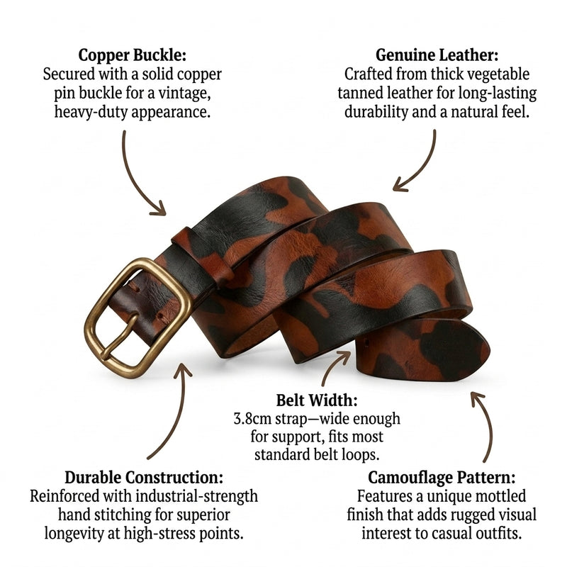 Kaldor – Camouflage Leather Belt infographic