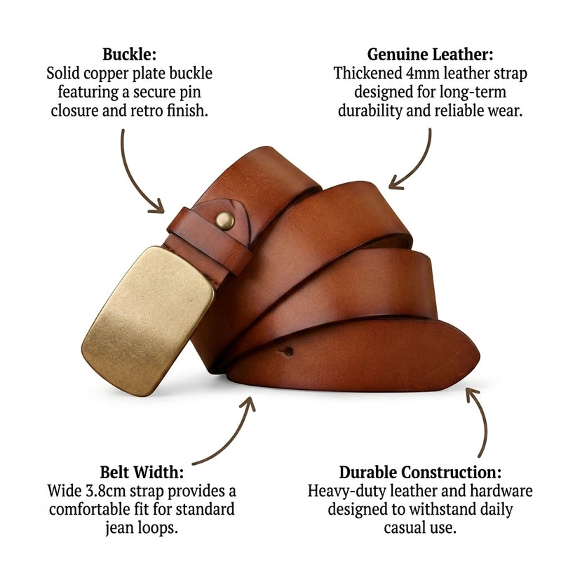 Kielder – Plate Buckle Leather Belt infographic