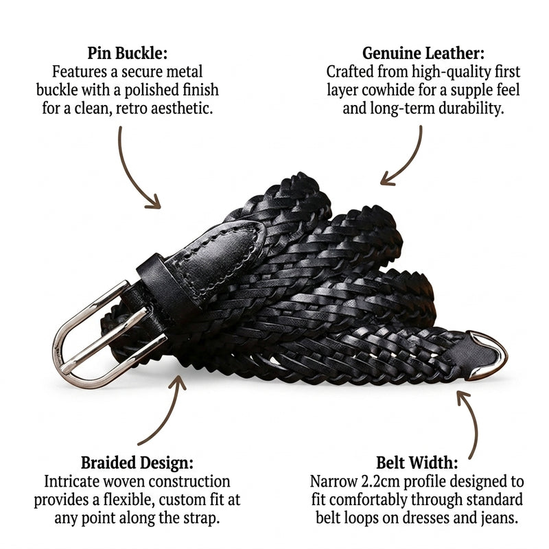 Lark – Braided Leather Belt infographic