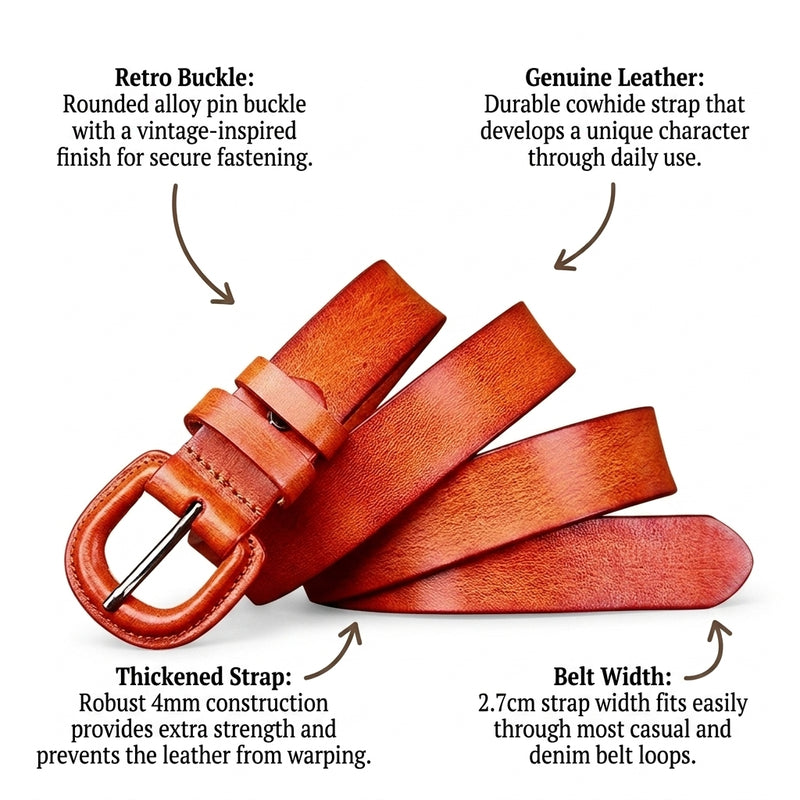 Lochlan – Retro Pin Buckle Leather Belt infographic