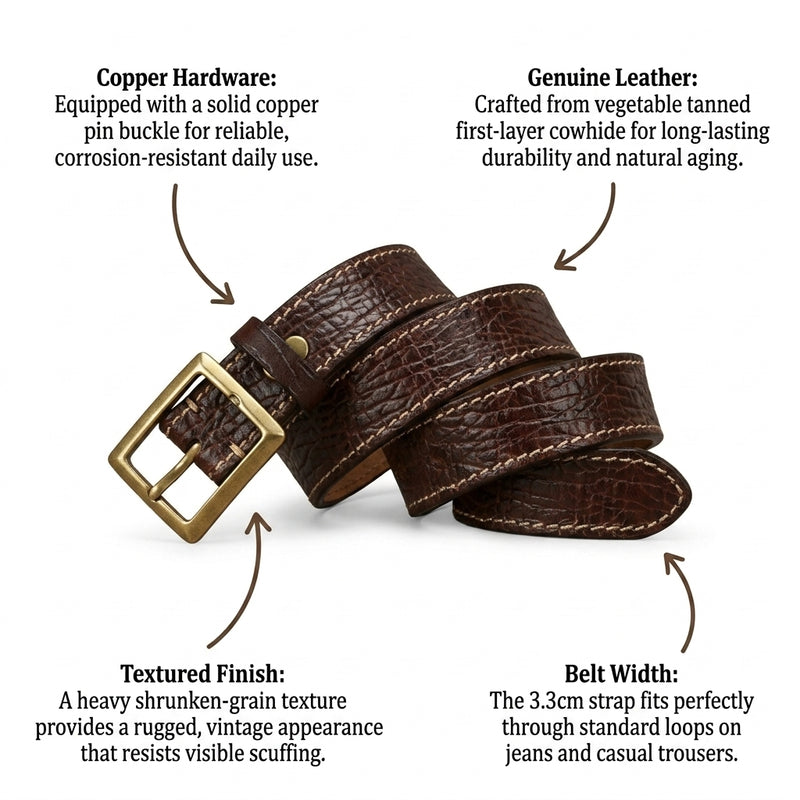 Rookwood – Stitched Grained Leather Belt infographic