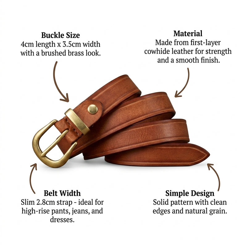 Willow – Slim Curved Buckle Belt infographic