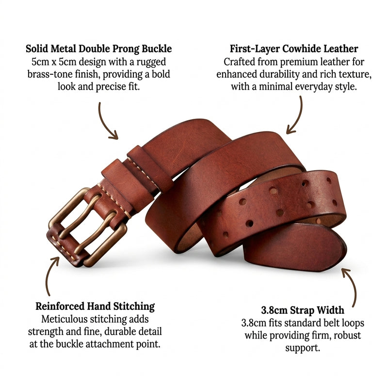 Ironmark – Double Prong Leather Belt infographic