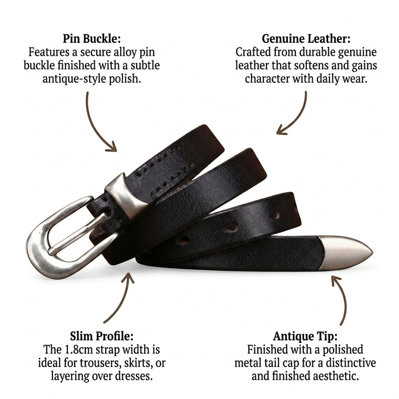 Stonegrain – Antique Tip Leather Belt infographic