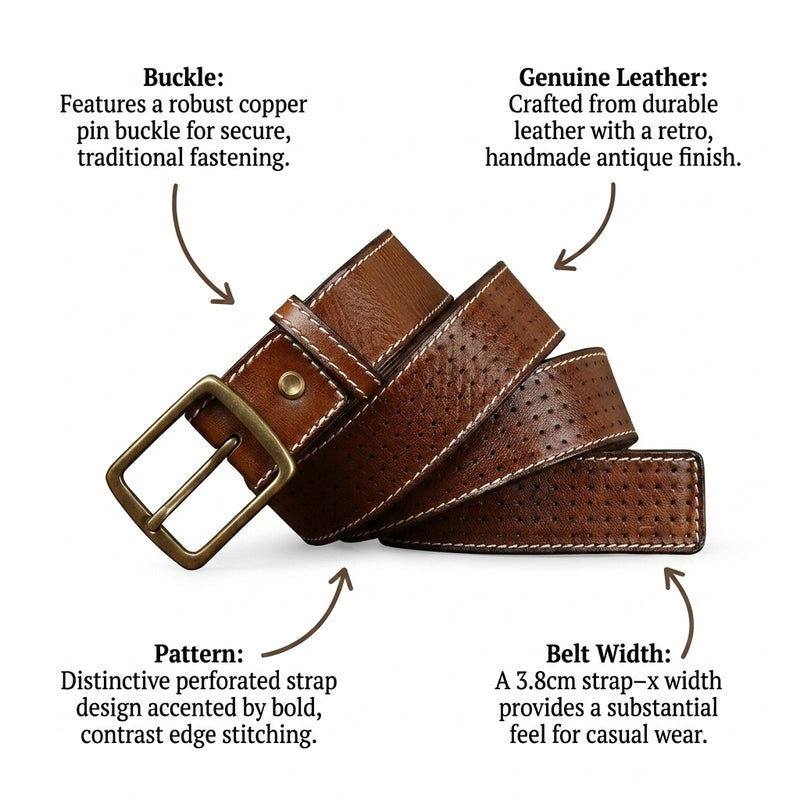 Thatcher – Perforated Leather Belt infographic